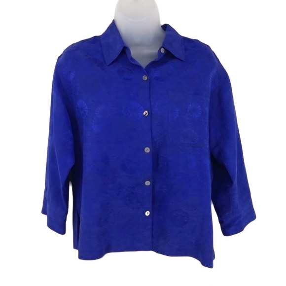 Chico’s Button Up Blouse Jacket Silk Linen Blend - Picture 1 of 7